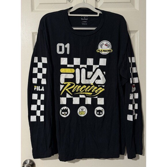 FILA x Sanrio Hello Kitty Black Racing Long Sleeve Shirt XL 2017 Rare - Picture 1 of 3